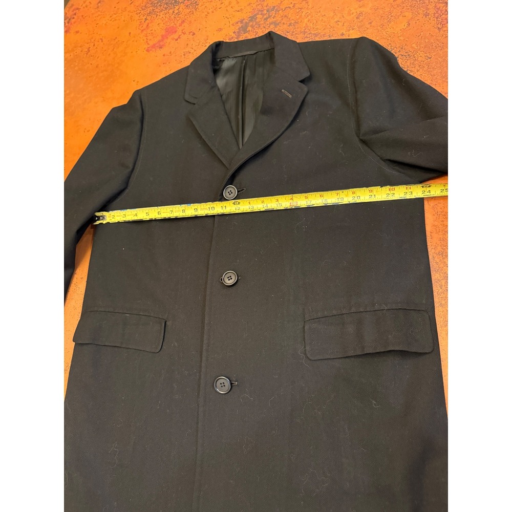 McManus & Riley Overcoat Mens XL Black Fair Vintage Union Made Wool Coat 60's - Picture 2 of 12